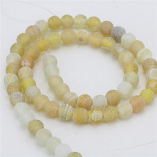 Hot New Accessories Wholesale and retail beautiful Charming 6mm Yellow Frosted matte Onyx Stone DIY Round Loose Bead 15" WJ399 2024 - buy cheap