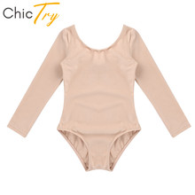 ChicTry Girls Long Sleeve Professional Ballet Leotard Children Basic Solid Color Gymnastics Leotard Gym Bodysuit Kids Dance Wear 2024 - buy cheap