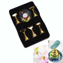 6pcs/set Oval Crystal Practice Stand Nail Art Polish Holder Showing Shelf Magnetic Training Nail Display 2024 - buy cheap