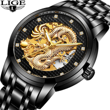 LIGE-relojes de negocios para hombre, resistente al agua, dorado, mecánico, deportivo, de acero completo, masculino 2024 - compra barato