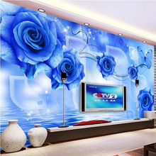 Wellyu-papel tapiz personalizado de pared 3d, azul, encantador, rosa, reflejo 3D, Fondo de TV, mural de pared, behang 2024 - compra barato