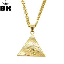 Ancient Egyptian Pyramid Eye Of Horus Pendant Necklace Hip Hop Illuminati Necklace with 27.5"inch Miami Cuban Curb Chain 2024 - buy cheap