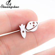 Shuangshuo Mini Rocket Satellite Stud Earrings Fashion Stainless Steel Planets and Spaceship Ear Studs for Women Jewelry Gifts 2024 - buy cheap