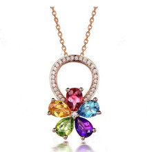 LUKENI Luxury Female Rose Gold Flower Pendant Necklace For Girls Jewelry Fashion Crystal Color Pendant Necklace Accessories Lady 2024 - buy cheap