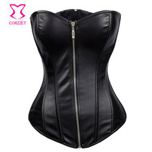 Corzzet Black Faux Leather Steampunk Overbust Corsets And Bustiers Waist Slimming Body Shaper Plus Size 6XL Gothic Corselet 2024 - buy cheap