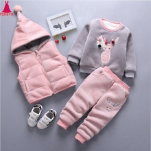 Baby Boys Clothes Suits 2020 Winter Warm Thicken Cortoon Toddler Girl Clothes Sets Clothing Vest+Shirt+Pants 3pcs Children 6M-4T 2024 - buy cheap