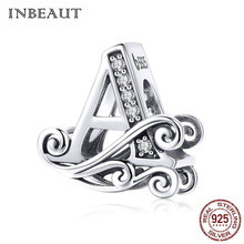 INBEAUT 100% 925 Sterling Silver White CZ Cloud A Beads English Letter Zircon Charms fit Brand Bracelet for Jewelry Making 2024 - buy cheap