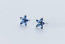10MM Lady's 100% Real. 925 Sterling Silver Jewelry Prong Blue CZ Stone Flower STUD earrings gtle1924 2024 - buy cheap