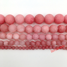 Frete grátis contas para fabricação de joias, miçangas soltas 4 6 8 10mm para pedra natural e esmalte fosco rosa malásia 2024 - compre barato