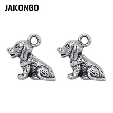 JAKONGO Antique Silver Plated Dog Charms Pendants for Necklace Bracelet Jewelry Making DIY Handmade Craft 13x13mm 10pcs/lot 2024 - buy cheap