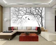 Papel de pared de Beibehang, Abstracto, blanco y negro, árbol, tv, sofá, fondo, papel de pared, decoración del hogar, papel tapiz 3d 2024 - compra barato