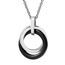 Colar simples com pingente circular de cerâmica, joia da moda com círculo preto de aço inoxidável para mulheres, colar e pingente 2024 - compre barato