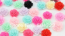 Conjunto de 100 cabochões em resina com costas planas, cores mistas, flor de rosa, joias, faça você mesmo, decoração de celular, 20mm 2024 - compre barato