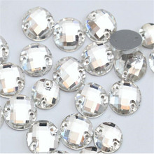 Grid Face Round Sew On Crystal Rhinestone Crystal Clear DIY Sewing Flatback Crystal Stone With Holes Wedding Clothing Decoration 2024 - buy cheap