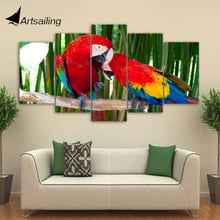 HD Printed 5 Piece Canvas Art Psittacidae Painting Feather Colorful Birds Wall Pictures for Living Room Free Shipping CU-1666C 2024 - buy cheap