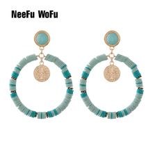 NeeFu WoFu-pendientes de cerámica suave para mujer, aretes grandes, manuales, piedra Natural, oreja de Brinco 2024 - compra barato