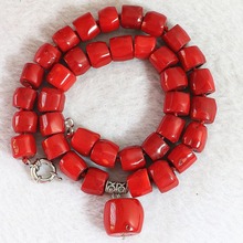 Piedra natural de coral rojo para mujer, cuentas irregulares de 10-15mm con colgante, joyería, collar para mujer, regalos de fiesta elegantes de 18 pulgadas B725 2024 - compra barato