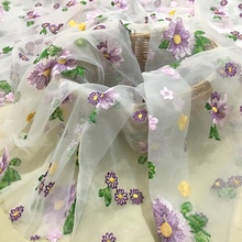 LASUI 3 meters=1 piece NEW O0047 DIY Dress skirt children's cloth Good quality multi-color embroidery flower organza lace fabric 2024 - buy cheap