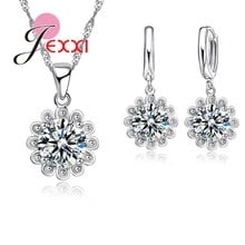 Fashion Design Sunflower Cubic Zircon Crystal Bridal Wedding Jewelry Sets For Women  Silver Necklaces Earrings Set 2024 - buy cheap