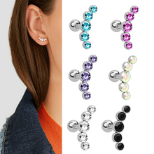 1PC Steel Ear Tragus Cartilage Piercing 5 Crystals Helix Lobe Earrings Barbell Piercing Orelha Ear Stud Labret Sexy Body Jewelry 2024 - buy cheap