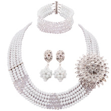 White and Transparent Clear AB Crystal Beaded Necklace Fashion Jewelry Set African Wedding Beads Sets 3JK14 2024 - buy cheap