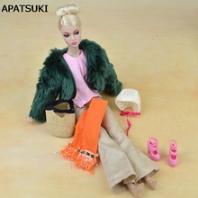 Doll Accessories Set Winter Wear Fur Coat Fashion Clothes For Barbie Doll House Pants Scarf Shoes Bags For BJD Doll 2024 - buy cheap