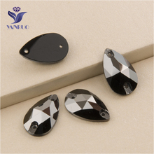YANRUO 3230 All Sizes HEM Drop High Quality Strass Black Base Crystal Flatback Sew On Glass Stones 2024 - buy cheap