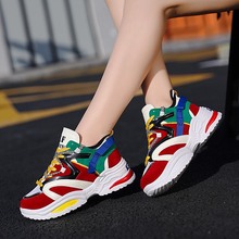 Women Running Shoes Cushioning Breathable Mesh Height Increasing 6CM INS Ulzza Harajuku Sneakers Outdoor Flats Walking Shoes 2024 - buy cheap