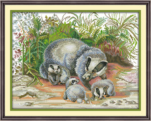 The badger family cross stitch kit DIY hand embroidery set craft handmade needlework cross-stitching DMC color Dreamfounder 2024 - buy cheap