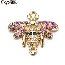Pipitree 3pcs Wholesale Copper Micro Paved CZ Zircon Insect Bee Charms Accessories for Jewelry Making Charm Bracelet Beads DIY 2024 - buy cheap