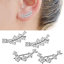 2PCS Fashion High Quality Crystal Clip Earrings Elegant Leaves Long Earrings Stainless Steel Jewelry For Women Earring Clips 2024 - buy cheap