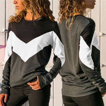 2018 New Arrival Women's Long Sleeve Pullover Patchwork Tops Shirts Jumper Crew Neck Sweatshirt 2024 - buy cheap