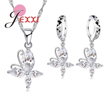 New Style Vivid Cute Animal 925 Sterling Silver Cubic Zirconia Butterfly Necklace Earrings Brincose Wedding Accessories 2024 - buy cheap
