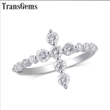 Transgems Cross Shaped 14K White Gold Promise Ring for Women Gift 3MM Moissanite F color Excellent Cut Women Ring Fine Jewelry 2024 - buy cheap