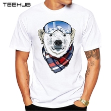 TEEHUB-Camiseta de manga corta con estampado de oso y gafas para hombre, camiseta Hipster con diseño de cuello redondo, diseño moderno, 2019 2024 - compra barato