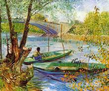 Best Art Reproduction Fishing In Spring Vincent Van Gogh Painting for sale hand painted High quality 2024 - buy cheap