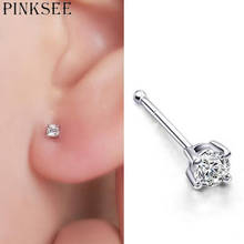 PINKSEE 2Pcs Surgical Steel Crystal Rhinestone Fake Nose Ring Straight Bone Stud Ear Cartilage Tragus Piercings Body Jewelry 2024 - buy cheap