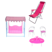 Plástico abs deck cadeira mesa de jantar balanço kit 1/6 dollhouse jardim quintal acessórios crianças móveis playset 2024 - compre barato