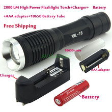 2000 Lumens Zoomable  XM-L T6 LED 18650 Flashlight Torch Light + 18650 Rechargeable battery + Charger Free Shipping 2024 - buy cheap
