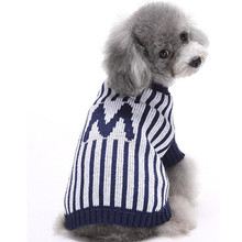 Designer High Quality Pet Clothes Dog Sweater Knitwear Navy Red Striped With Latter M Chihuahua Warm Clothing For Cat Dog 2024 - buy cheap