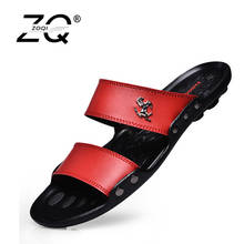 ZOQI Hot Sale Sandals Men Shoes Summer Slippers Men PU Leather Sandals Black Beach Slippers Sandalias Hombre Zapatos Hombre 2019 2024 - buy cheap