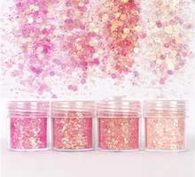 4 em 1 10ml cor-de-rosa brilhante série prego brilho em pó lantejoulas para decoração da arte do prego gradiente conjunto de ultra-fino brilho do prego 2024 - compre barato