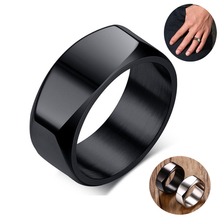 Мужское байкерское кольцо из нержавеющей стали, черное полированное кольцо 8 мм в винтажном стиле 2024 - купить недорого