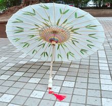 Paraguas de papel completo para mujer, sombrilla de papel engrasado a prueba de lluvia, hoja, bambú, hanfu chino 2024 - compra barato