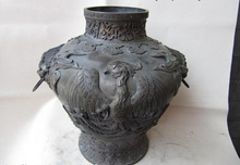 Canção voge gem s1350 chinês clássico bronze cobre phoenix pássaro foo cão orelhas frasco tanque pote vaso 2024 - compre barato