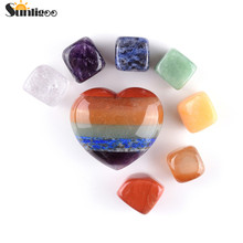 Sunligoo-conjunto de pedras preciosas para yoga, 7 chakras naturais esculpidas em forma de coração, de bolso, com dropshipping 2024 - compre barato