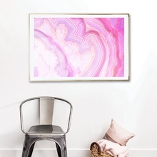 Imagem da arte de parede de cristal ágata, textura abstrata, poster, aquarela, rosa, mármore, plano de fundo, pintura em tela, decoração para casa 2024 - compre barato