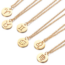 316L Stainless Steel Gold Color Twelve Zodiac Constellations Charms Pendant Necklaces For Women Jewelry Gifts 40cm 2024 - buy cheap