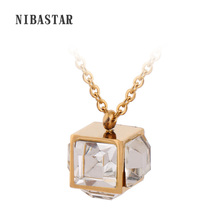 Top Quality Gold and Silver Plated Stainless Steel Pendant Stainless Steel Square Crystal Necklace For Women 2024 - buy cheap
