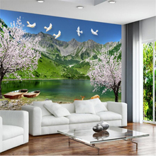 Beibehang papel de pared personalizado 3d hermoso lago turístico mural escénico sofá Sala dormitorio TV telón de fondo decoración del hogar 2024 - compra barato